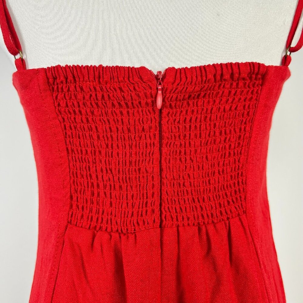 NWOT Farm Rio Linen Blend Sleeveless Halter Wide Leg Jumpsuit Sz XL Red - Picture 10 of 16